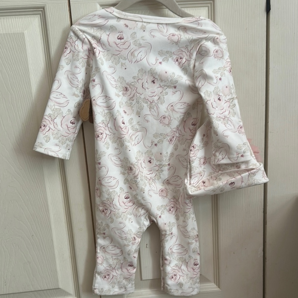 Baby Essentials Pink and White Footies with Floral Design - Picture 7 of 7